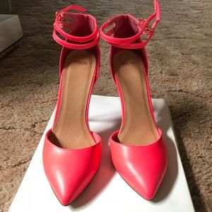 Neon Pink Heels with Double Ankle Strap